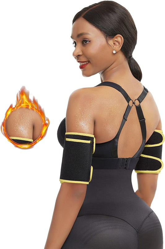 "Get Toned and Trimmed Arms with Adjustable Sauna Arm Trimmers - Perfect for Women, with Convenient Pocket!"
